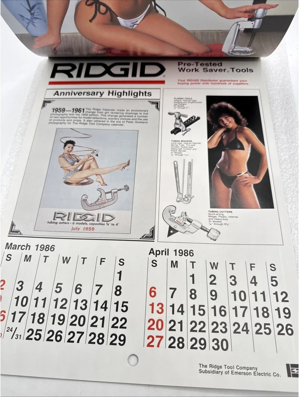 Vintage 1983-1984/1985-1986 Rigid Tools Pin-up Shop Calendars Nice Condition!